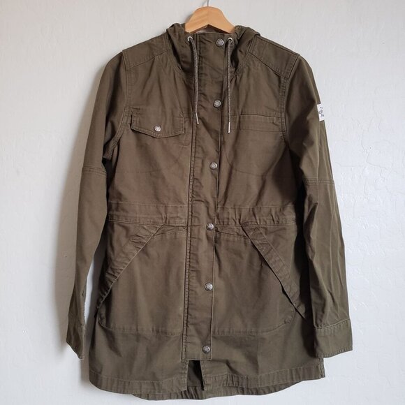 The North Face Canvas Utility Jacket Army Green Hooded Full Zip Sz Women's Small - Picture 1 of 12